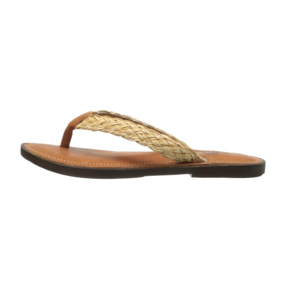 ANTHROPOLOGIE Sandal SBICCA Leather Thong Hand Made Tan Brown Flip Flop Size 7.5 - Picture 9 of 12